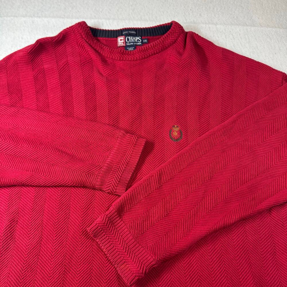 Vintage Chaps Ralph Lauren XXL Heavy Knit Hand Framed Red Sweater Grandpacore